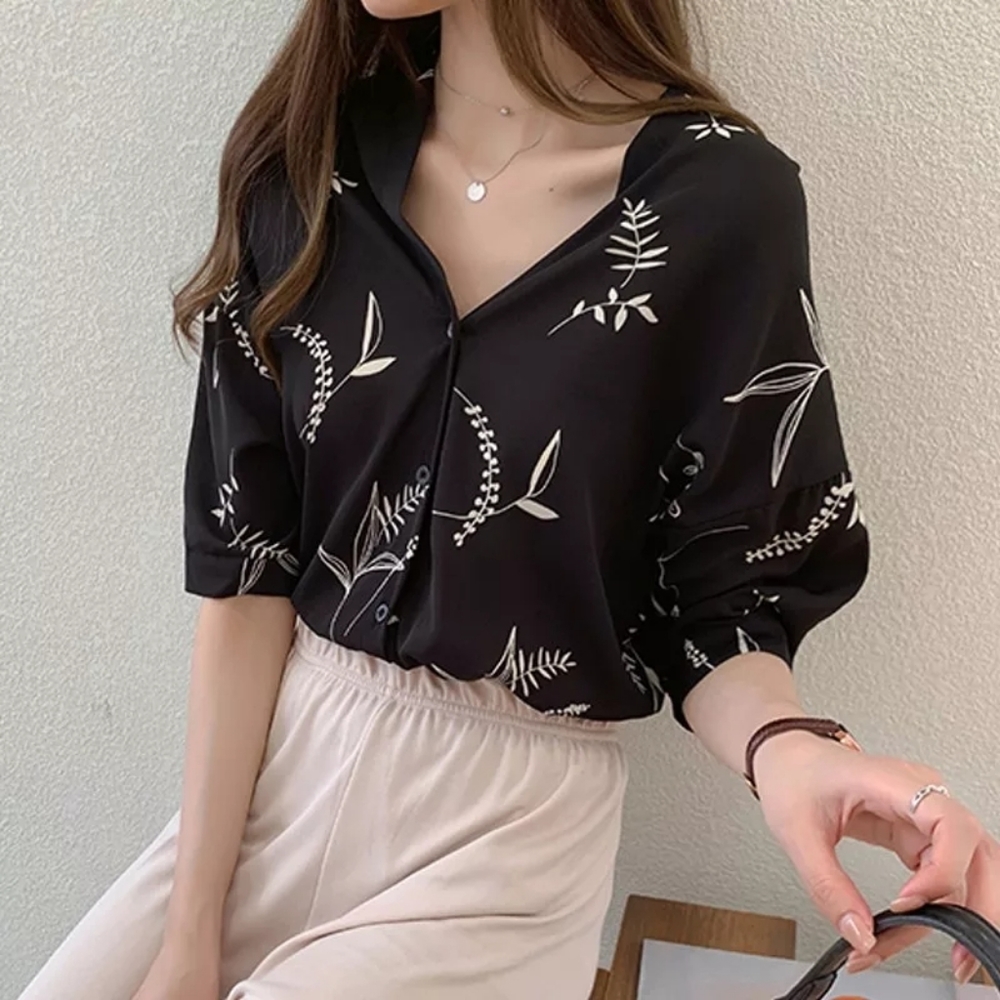 Sale $ Chiffon Blouse Women V-neck Shirt